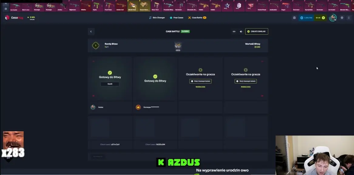 Azdus podczas streama