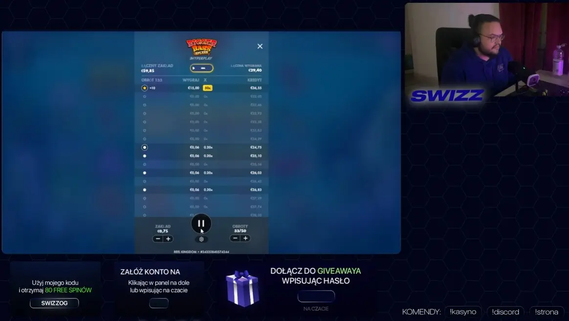 Swizzog podczas analizy gry na streamie