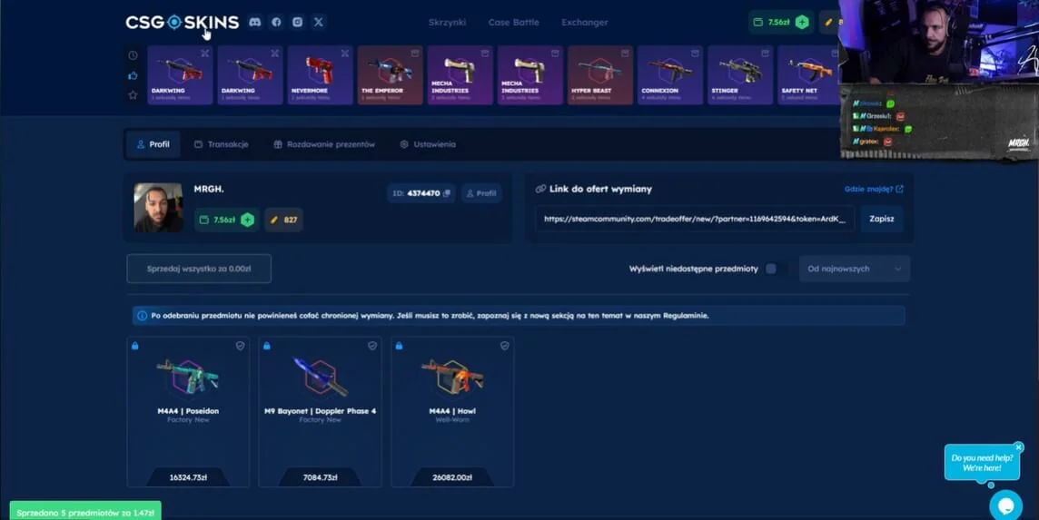 xmerghani podczas transmisji na żywo