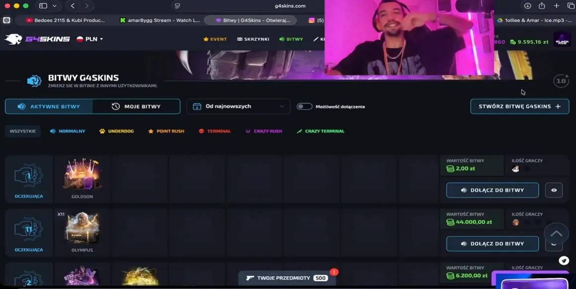 Amar8ygg podczas transmisji na żywo